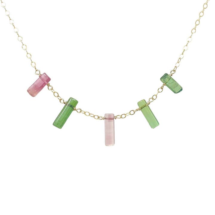 Collana pendente a barra in tormalina FIVE per la vendita all'ingrosso da parte di Jennifer Shon Jewelry