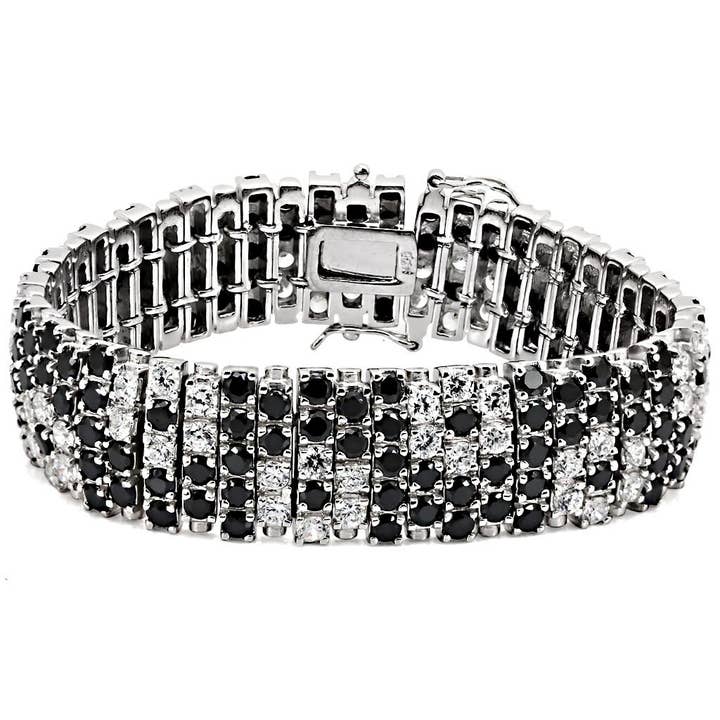 LOS476 - Rhodium 925 Sterling Silver Bracelet with AAA Grade CZ in Black Diamond for wholesale by Alamode