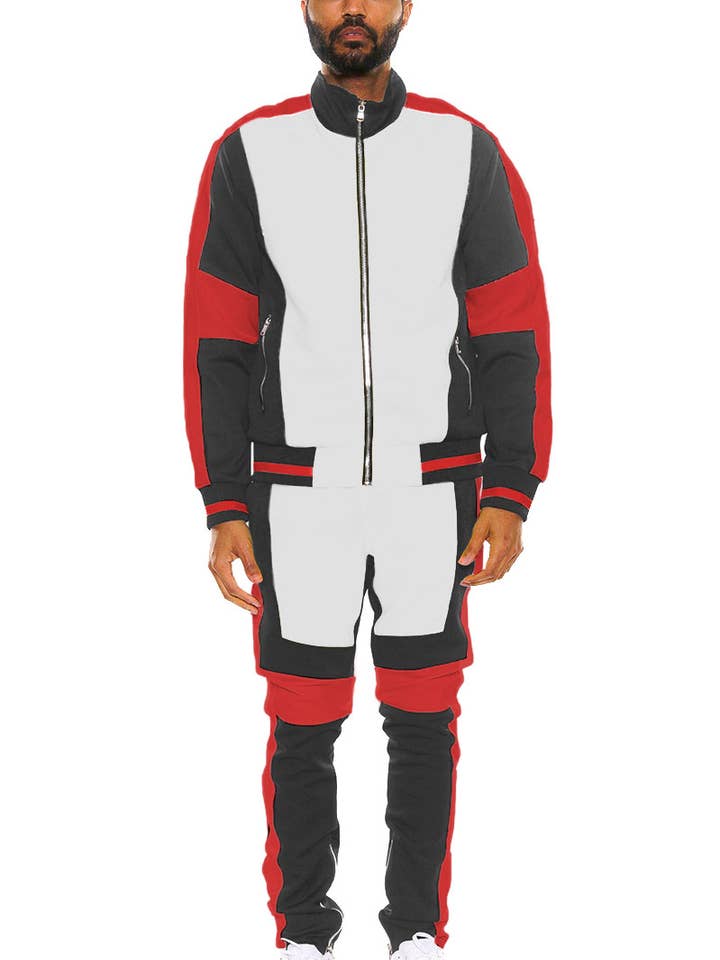 Color Block Track Jacket Track Pant Matching Set for wholesale by WEIV