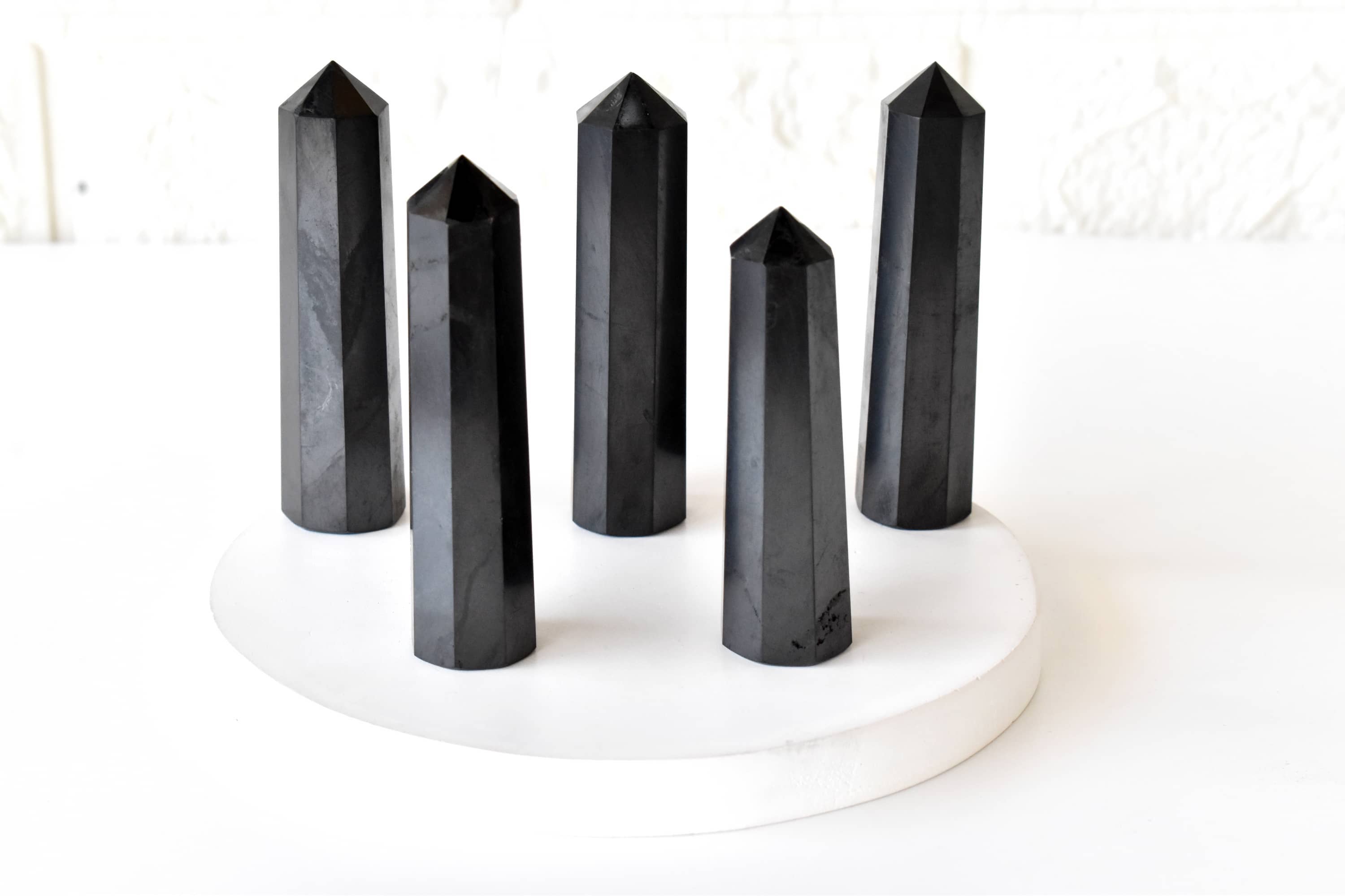 Soothing Crystals - Wholesale Spiritual Stone/Crystal - Healing Obelisk| Black Shungite Crystal Tower |Crystal Point4