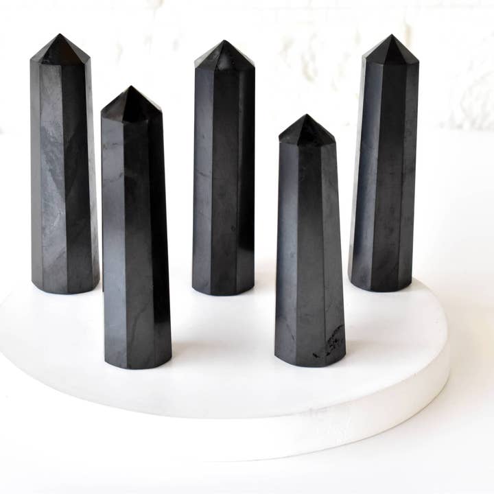 Soothing Crystals - Wholesale Spiritual Stone/Crystal - Healing Obelisk| Black Shungite Crystal Tower |Crystal Point4