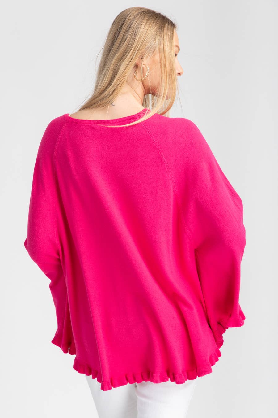 SAACHI - Wholesale Poncho - Women's - Talia Ruffled Hem Poncho Sweater2