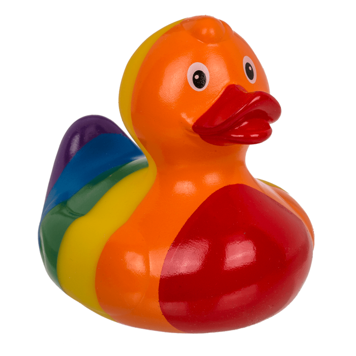 Out of the blue KG - Wholesale Bath Toy - Baby - Rainbow Squeaking Duck, ca. 10,5 cm,2