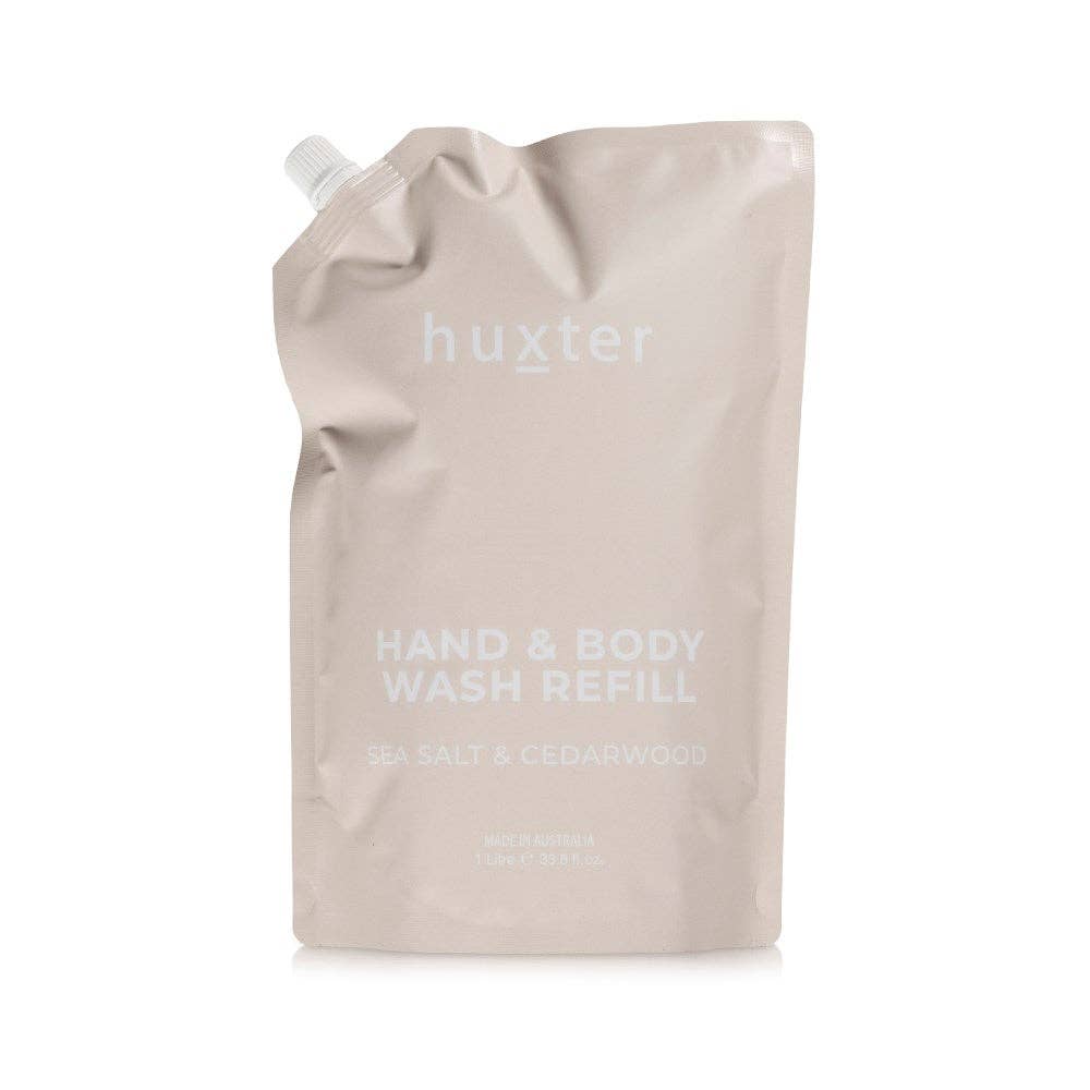 Huxter – wholesale Body wash/shower gel – 1Ltr Hand & Body Wash Refill Pouches - Sea Salt & Cedarwood (Neutral)