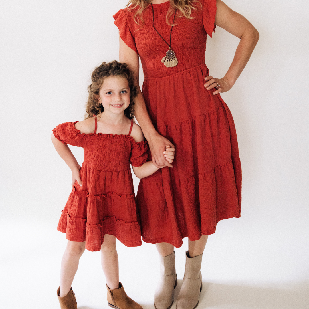 HAHA MAMA Clothing - Venta al por mayor Conjunto de mamá y bebé - Vestido Copper Mommy & Me para mujer13