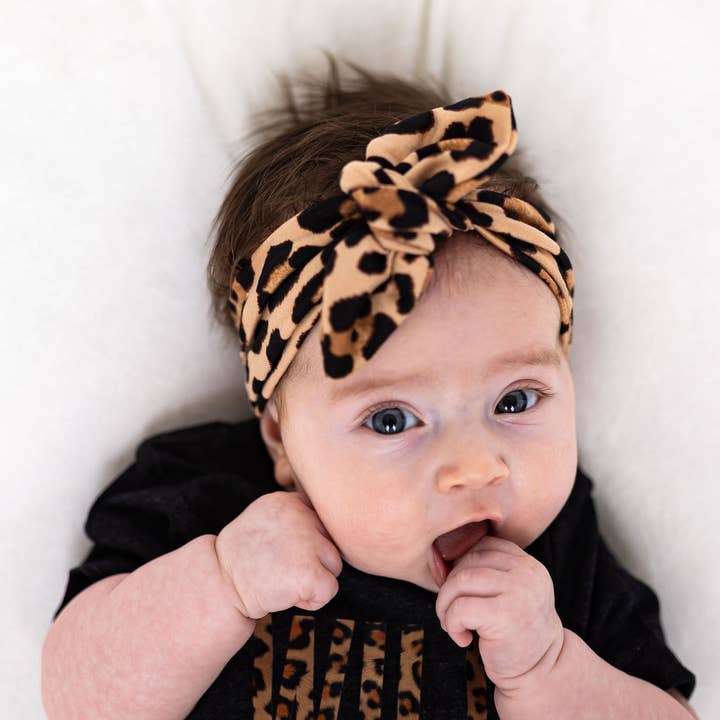 Jena Bug Baby - Wholesale Fashion Headband - Kids - Knot Bow Baby+Toddler Headband - Cheetah3