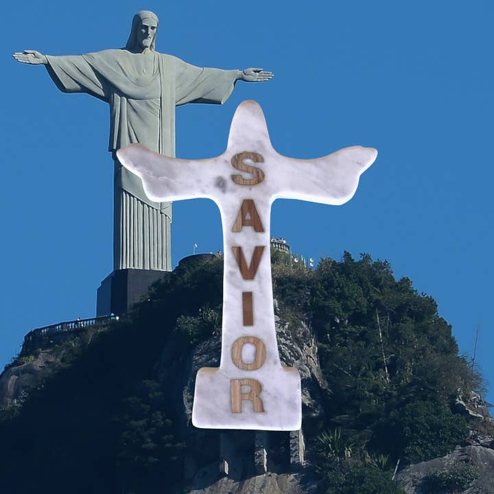Wilco Home – wholesale Väggkors – Kristus Återlösare Marble Vägg/Bibel Figur/Cross w/Trä inlägg