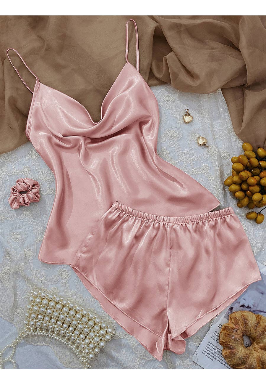 Anna Kaci Wholesale - Wholesale Lounge Set - Women's - Cowl Tank and Shorts Lounge Set7