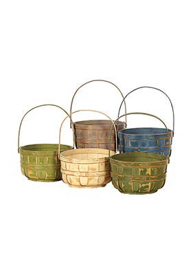 6" Bushel Baskets with Handles – Set of 5 Asst # 61819 for wholesale by Napco