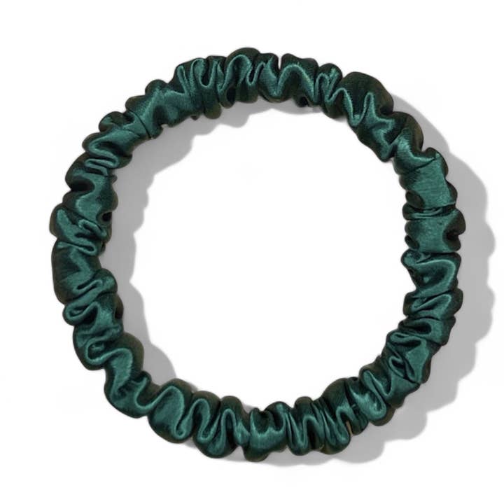 Skinny Silk Scrunchies - Pine for wholesale by HoneyLux