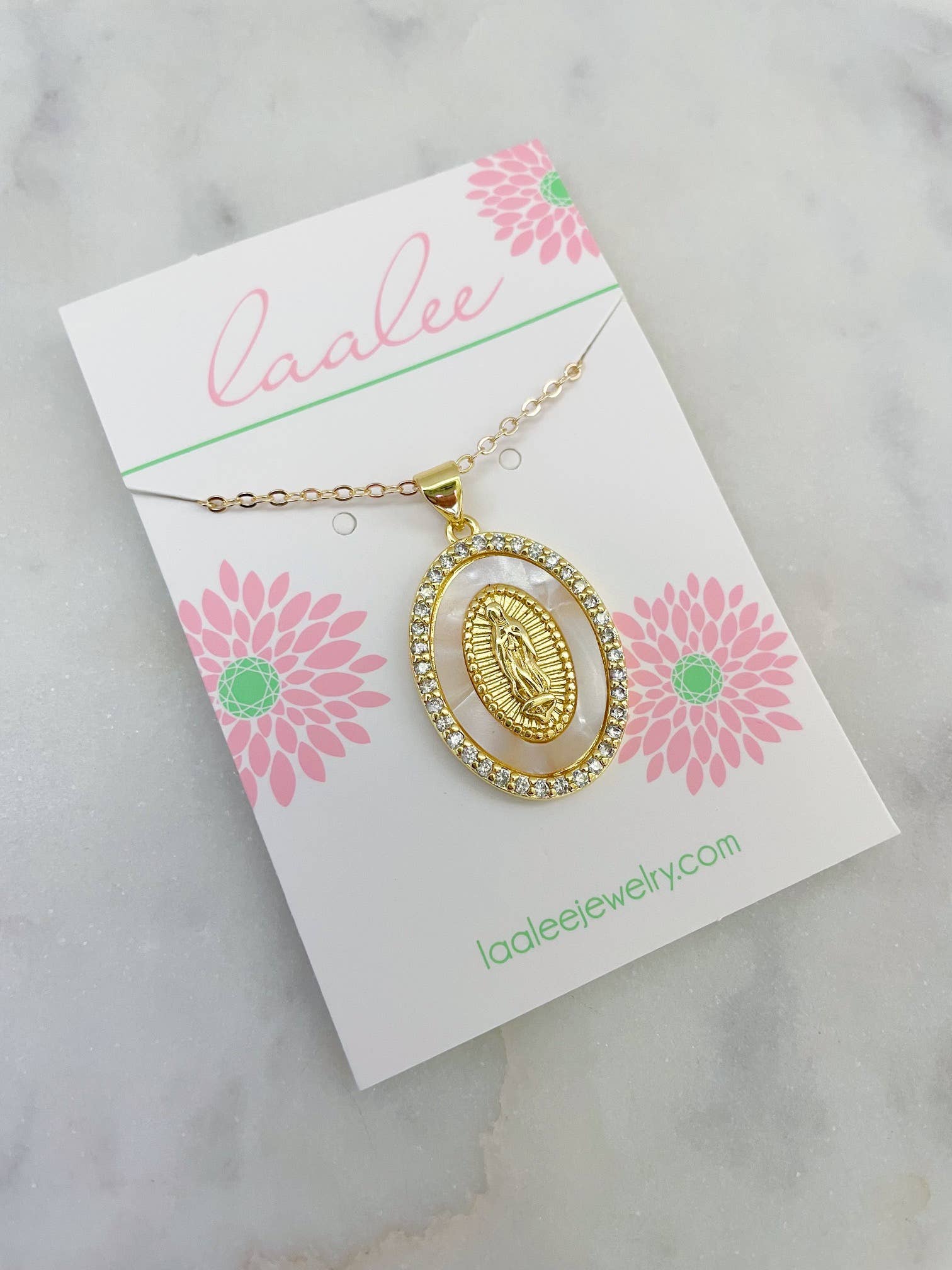 Laalee Jewelry – Großhandel Kette mit Anhänger/Charm – Cream Mary Jewelry, Halskette mit Anhänger, religiöser Goldschmuck1