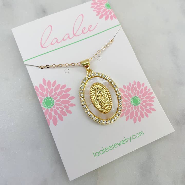 Laalee Jewelry - Wholesale Pendant/charm necklace - Cream Mary Jewelry, Pendant Necklace, Gold Religious Jewelry1