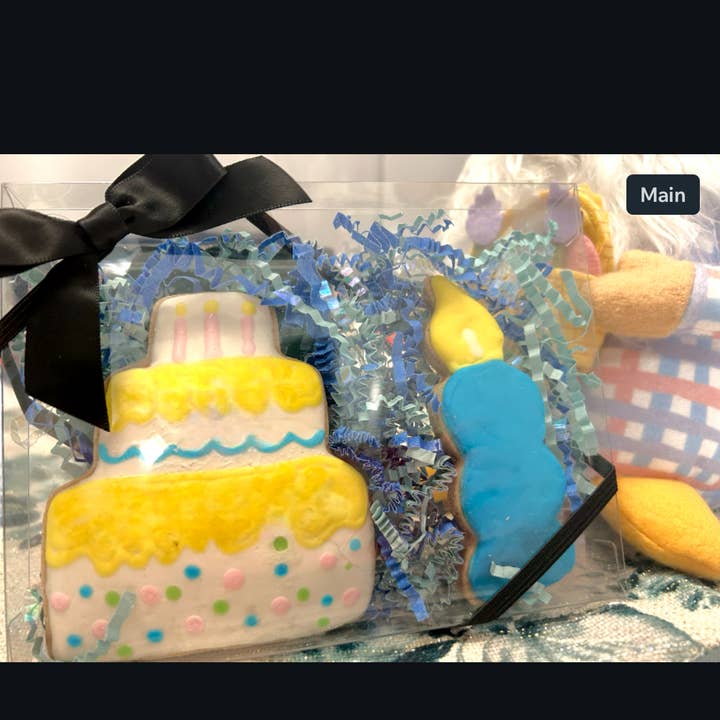 Birthday Box Frosted Woofie for wholesale by Moo’s Barkery