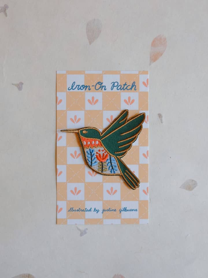 Écusson thermocollant Colibri (nouvelle taille 2,63” x 2,75”) pour la vente par Justine Gilbuena