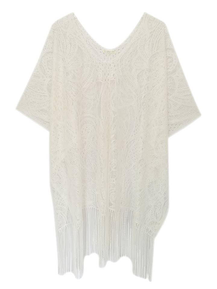 Hana – wholesale Strandkläder – Dam – Sommarponcho Strandöverdrag med lövspets