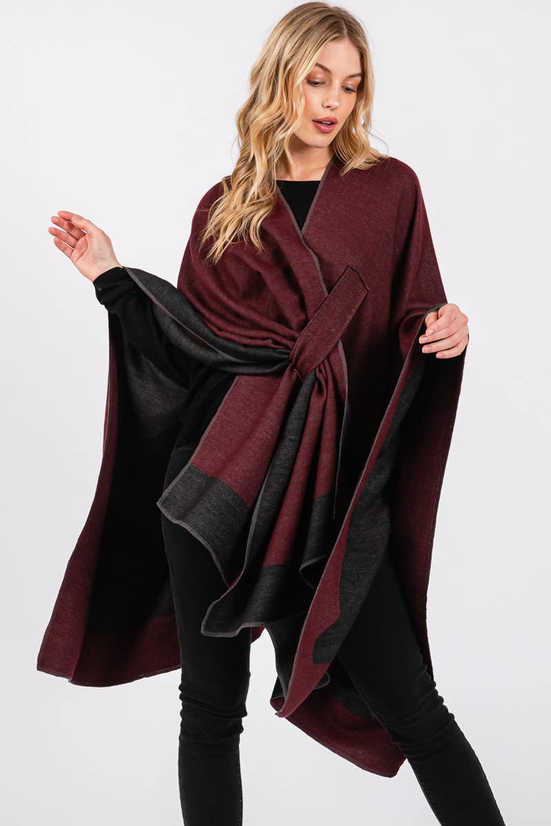 Collections by Fame Accessories - Wholesale Poncho - Dames - Tweekleurige omslagdoek Ruana1