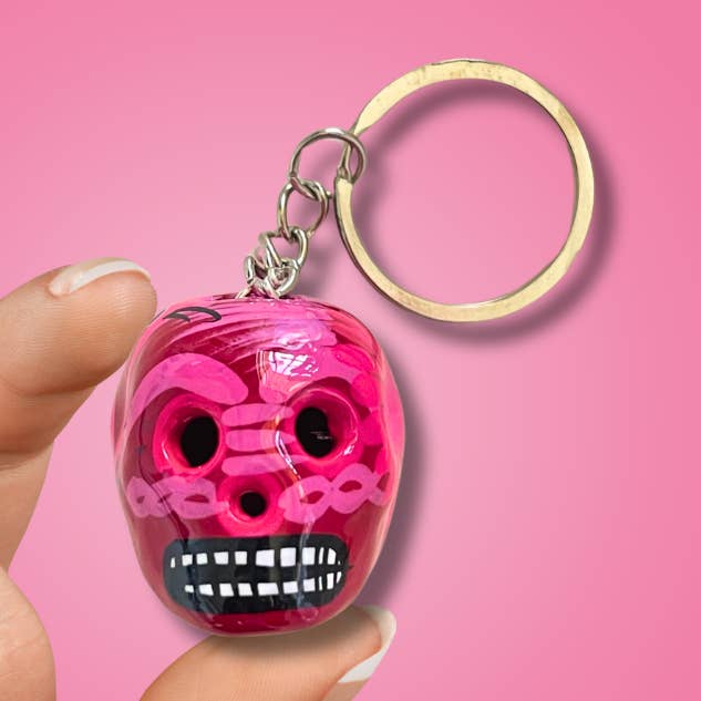 Håndmalet Mini Sukkerkranium Blomsternøglering - Mexico for engroshandel hos Lumily