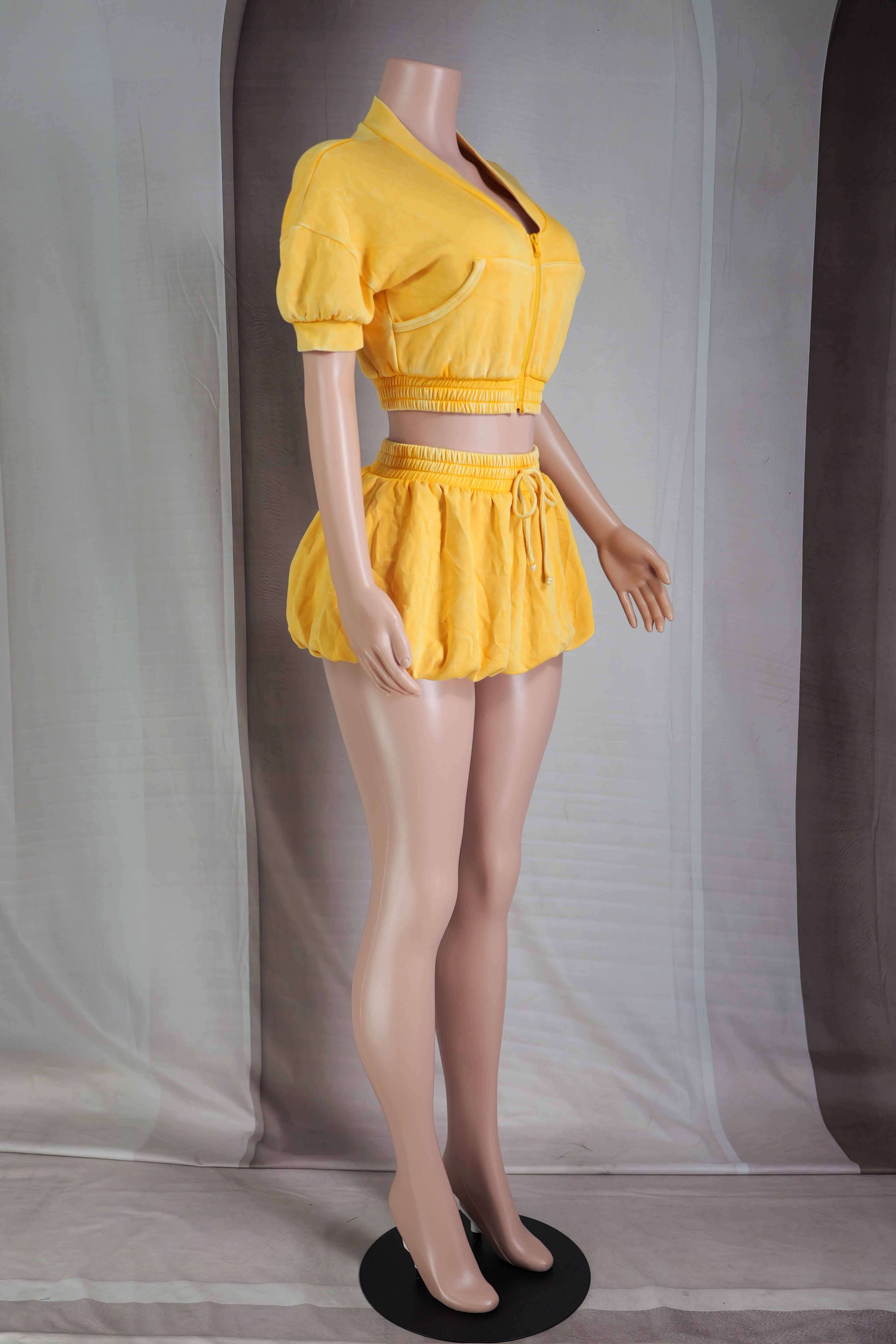 Dalia Studio – wholesale Top & skirt set – Women's – MINERAL WASH SHORT BOMBER & BUBBLE SKORT SET11