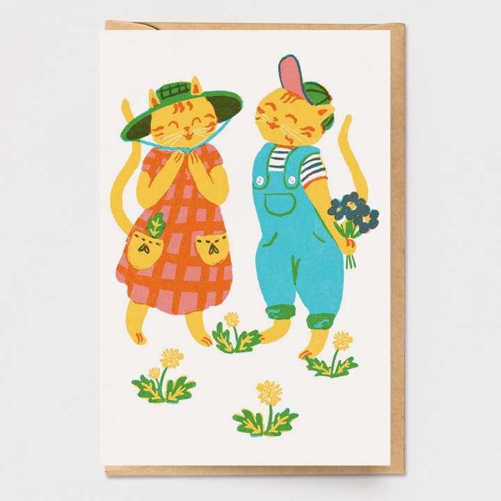 Kat venner 10 lykønskningskort for engroshandel hos Ingrid Press