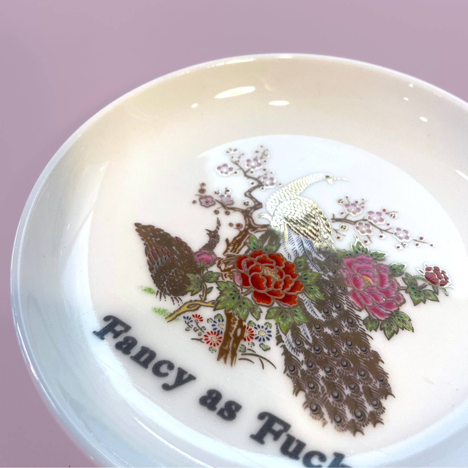 Dirty Lola - Wholesale Jewellery dish - "FANCY AS FUCK." PEACOCK TRINKET TRAY1