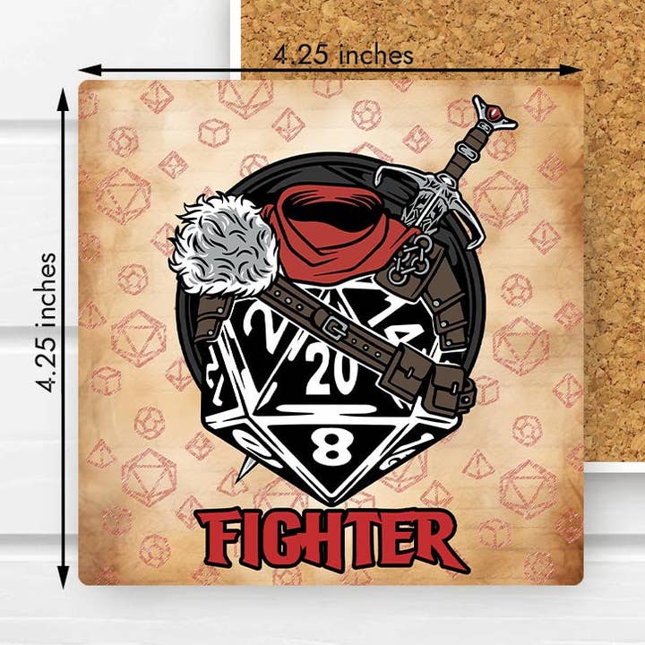 ADDLE iNK – wholesale Underlägg – Fighter D20 Fantasy RPG Absorberande stenunderlägg0