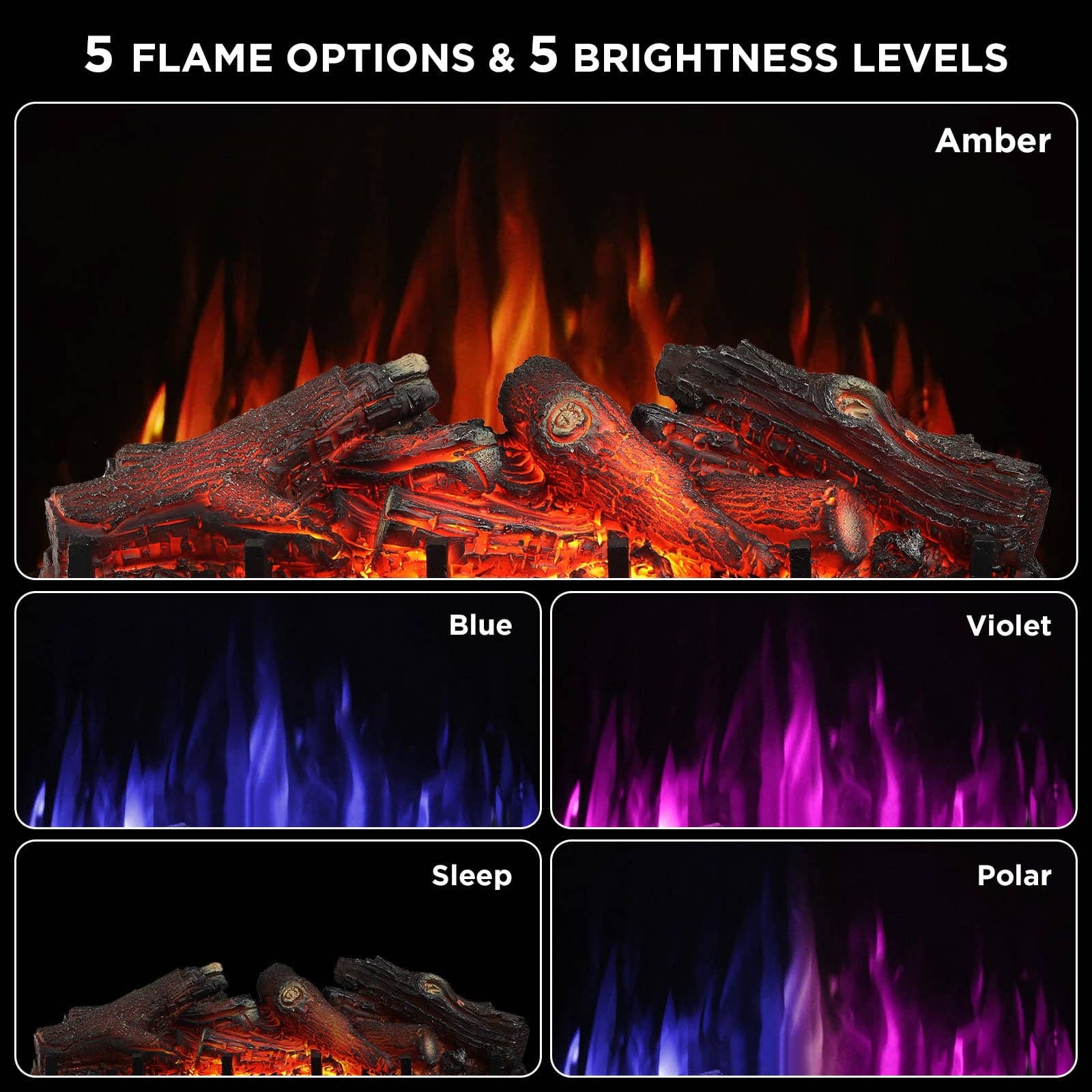 TURBRO - Wholesale Fireplace Screen - Eternal Flame EF26-LG Smart Electric Fireplace Logs, WiFi Enabled4