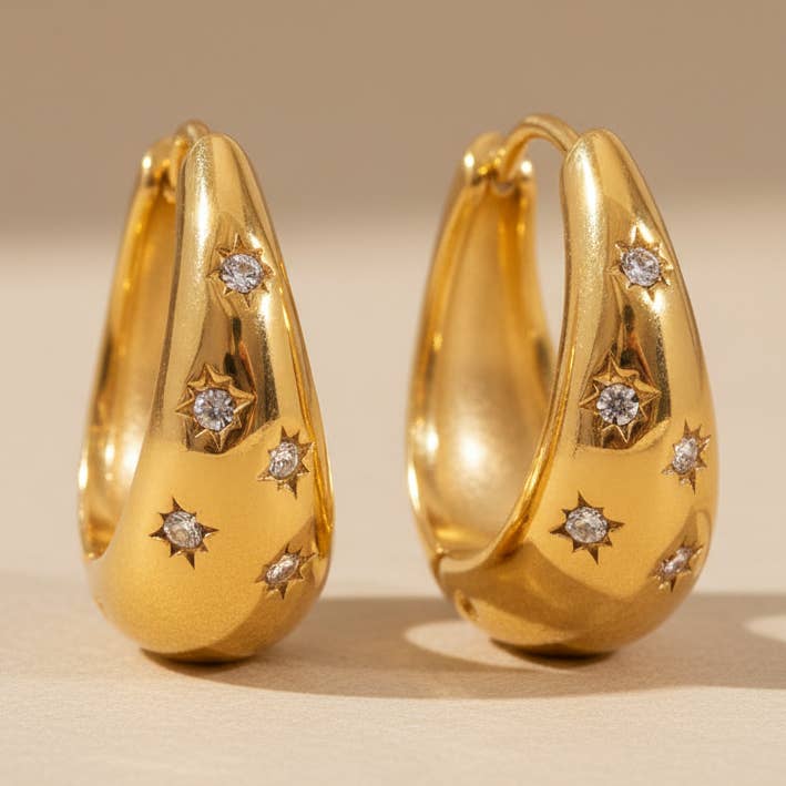 Sterrenkoepel Oorbellen 18K Goud Waterdichte Hemelse Sieraden voor wholesale door Gold Lunar