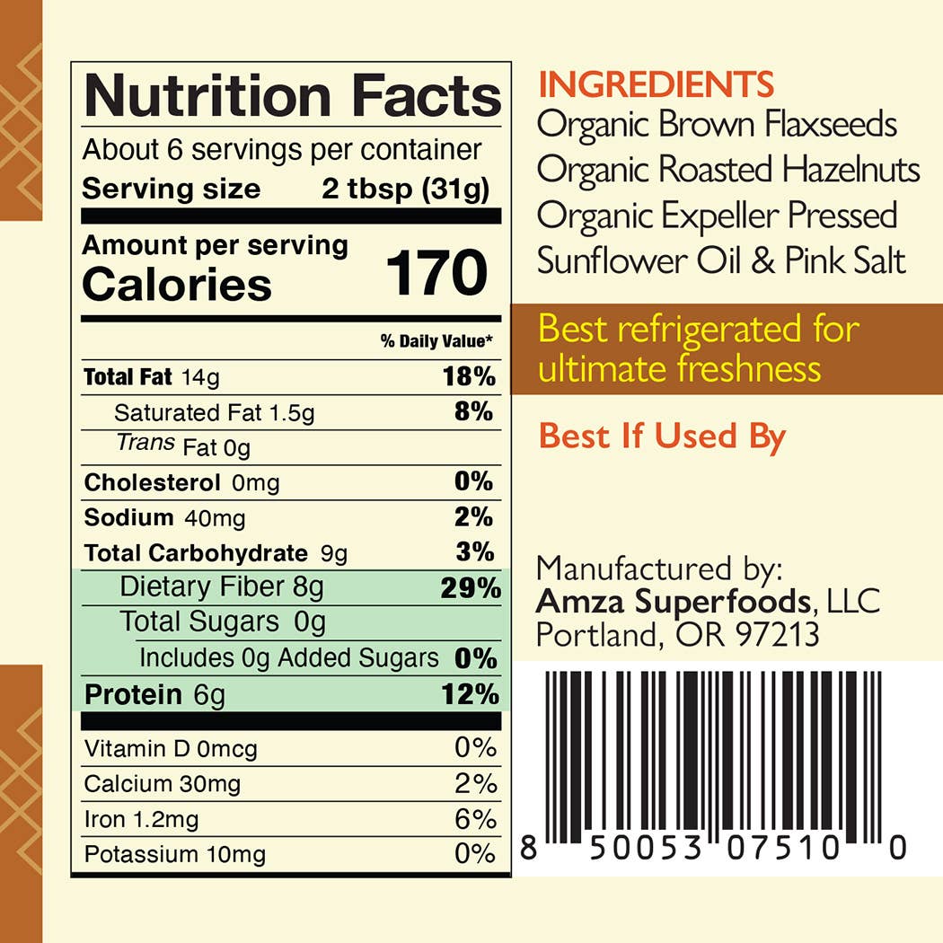 Amza Superfoods - Wholesale Nut Butter - Flaxseed Butter with Oregon Hazelnuts1