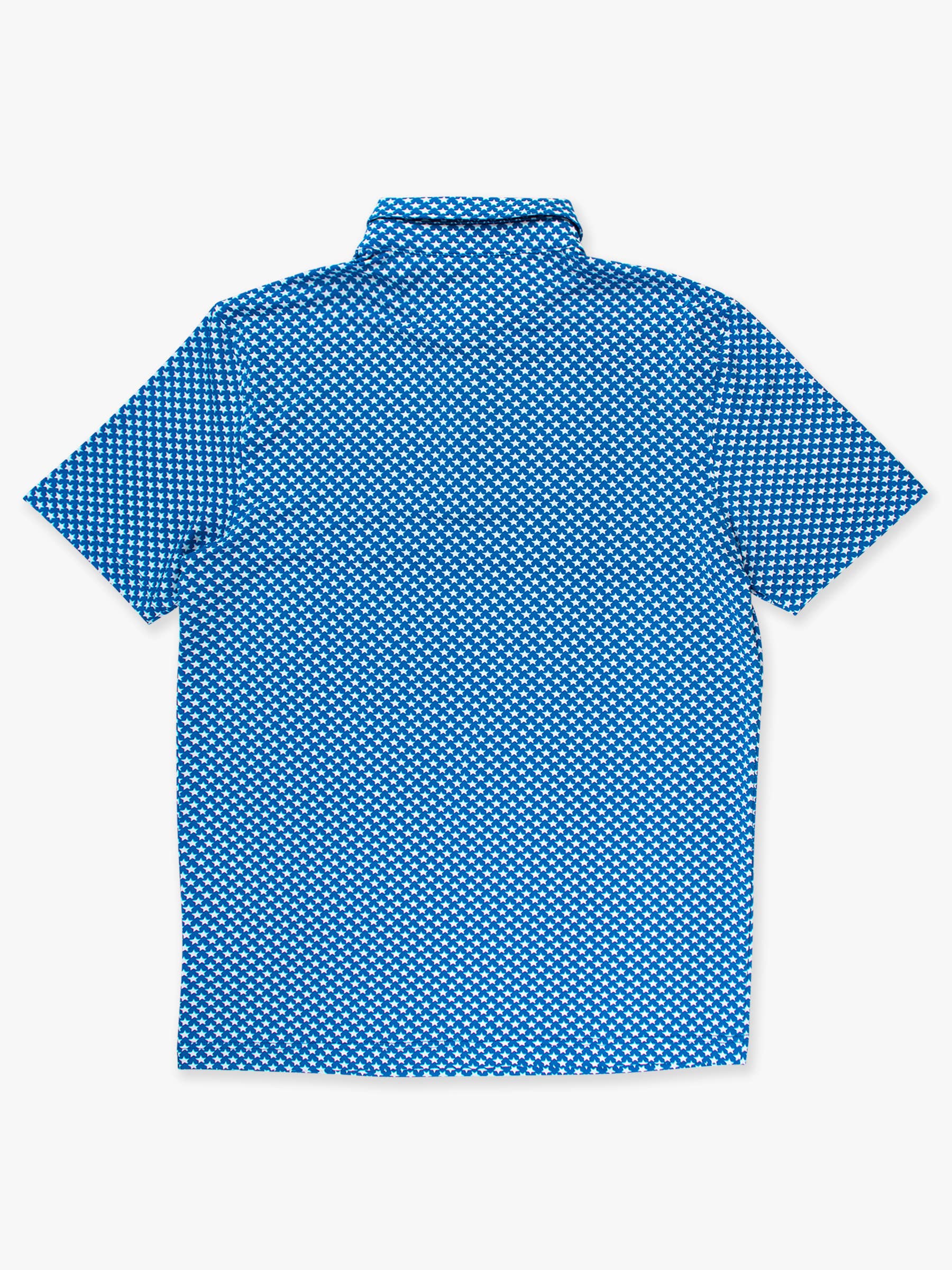 RuffleButts + RuggedButts - Wholesale Athletic Top - Men's - Men's Tiny Blue Stars Knit Short Sleeve Performance Polo2