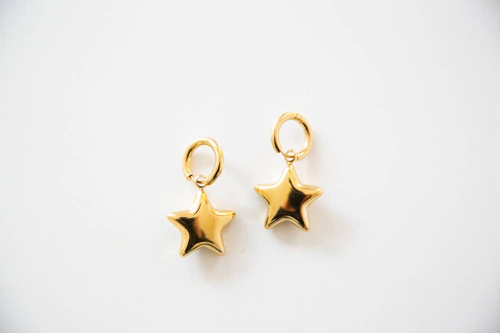 Hoo Hoops - Vendita all'ingrosso Orecchini a cerchietto - Orecchini Huggies Impermeabili Placcati in Oro - Stella Grande0