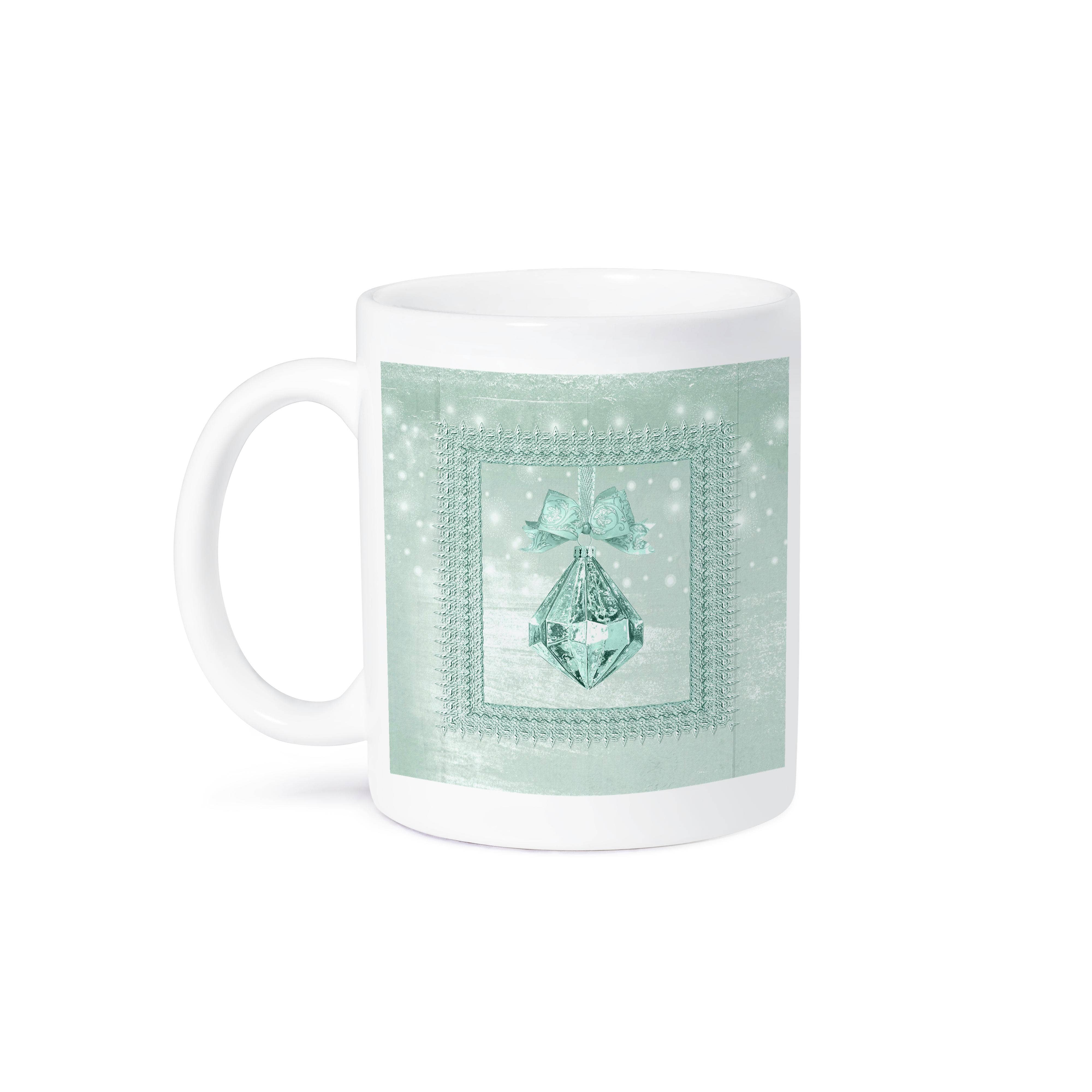 3dRose - Wholesale Coffee Mug - 3dRose, Pastel Mint Green Crystal Look Ornament in Frame on Lights, Mug8