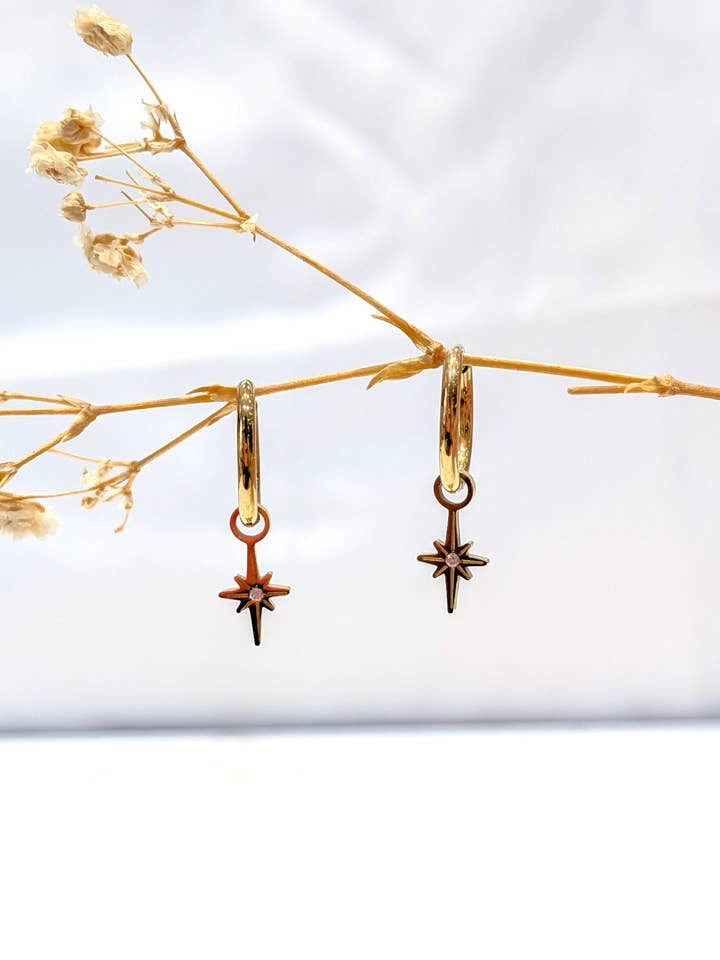 Lamballid star rhinestone earring in stainless steel for wholesale by LOLO & YAYA