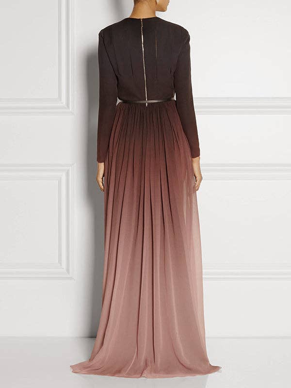 WINE RED BLACK Loose Belted Contrast Hollow Maxi Dress for wholesale on Faire1