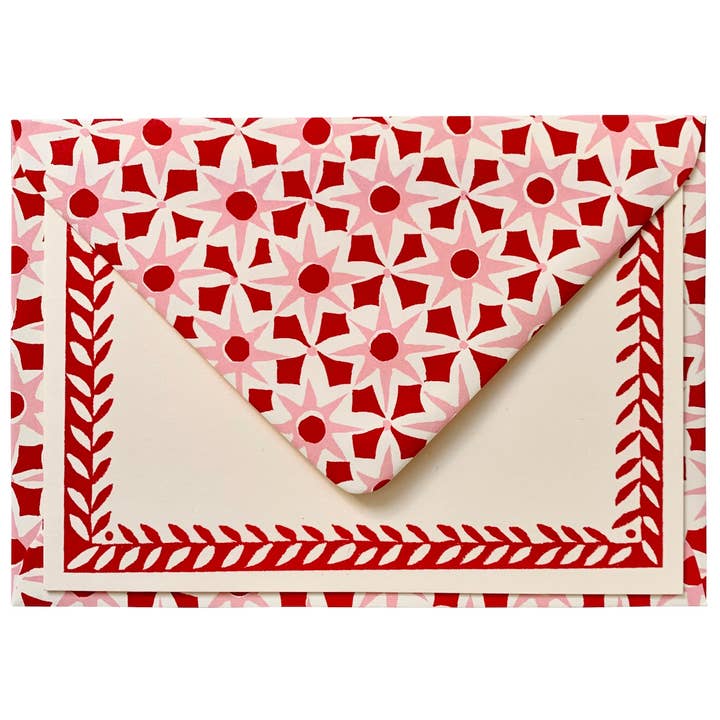 Cambridge Imprint - Wholesale Envelopes - Packet of Ten Patterned Envelopes Alhambra red/pink2