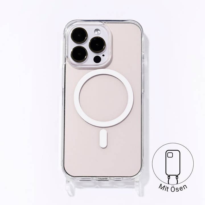 Étui transparent avec œillets et MagSafe blanc pour la vente par ETUUI USA