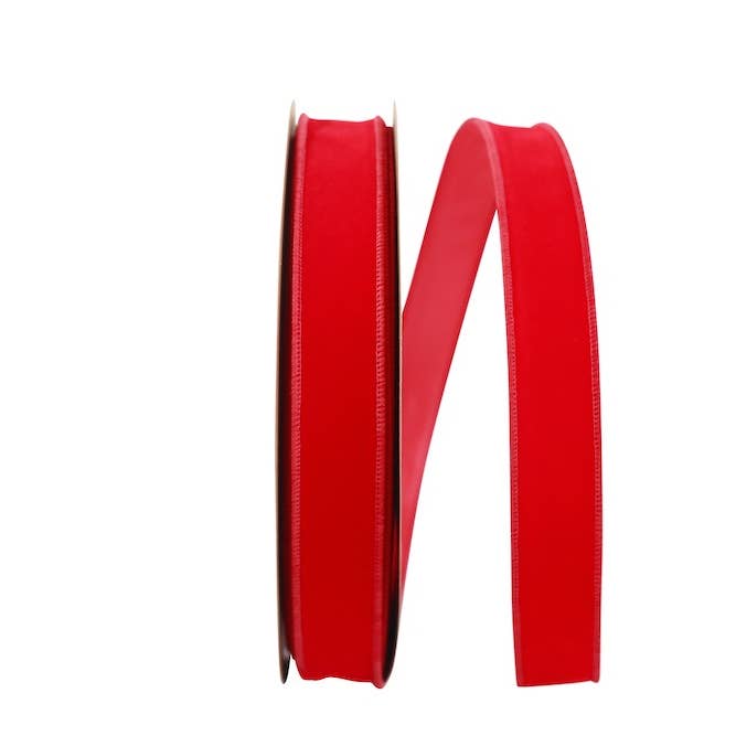 1-3/8 inch Velvet Merrowed Wired Edge - Red 065 for wholesale by RELIANT RIBBON