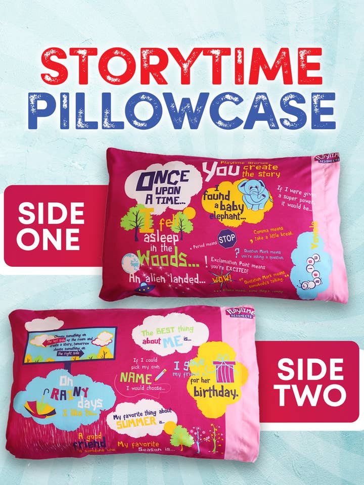 Playtime Story-Time Pillowcase, Over 25 Fun Games. (Pink) for wholesale by Playtime Edventures LLC