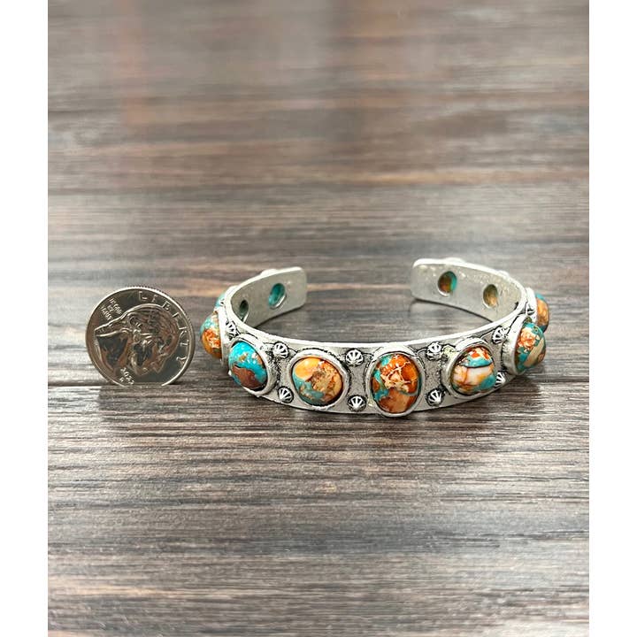 ISAC Trading Inc - Wholesale Cuff Bracelet - 711385, Navajo Gemstone Cuff Bracelet