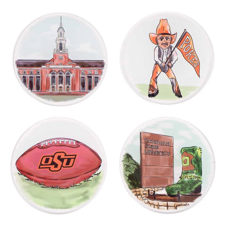 Oklahoma State Coaster Set/4 for wholesale by Glory Haus