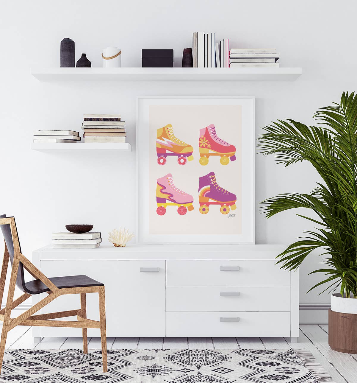 Lindsey Kay Collective - Wholesale Art Print - Retro Roller Skates Illustration (Pink/Purple) - Art Print1