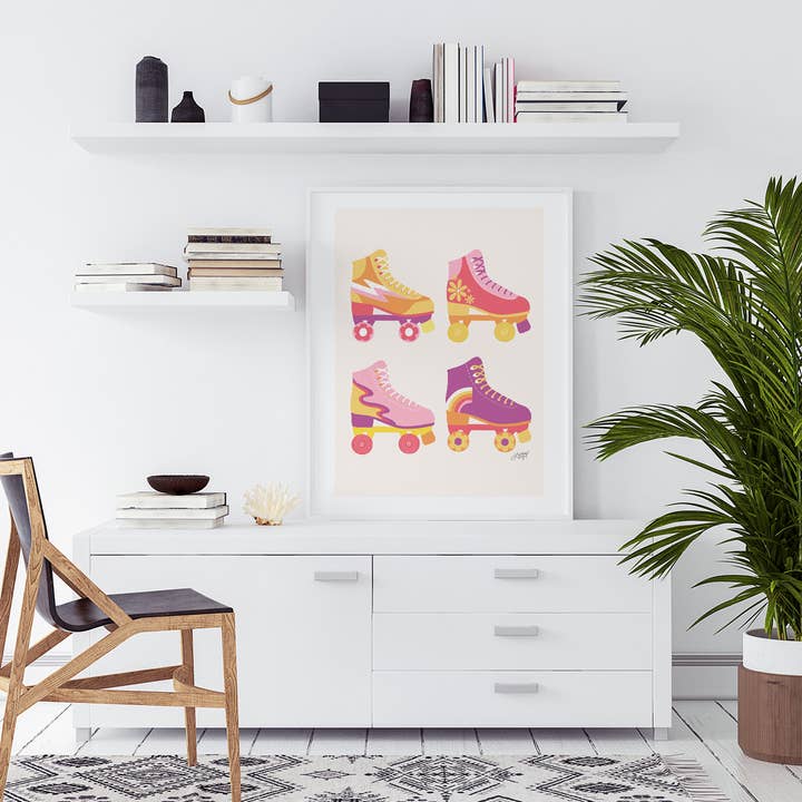 Lindsey Kay Collective - Wholesale Art Print - Retro Roller Skates Illustration (Pink/Purple) - Art Print1