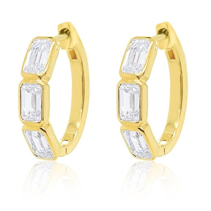 14 kt guld øreringe med smaragdskåret 4,42 ct laboratoriedyrkede diamanter for engroshandel hos Meira T