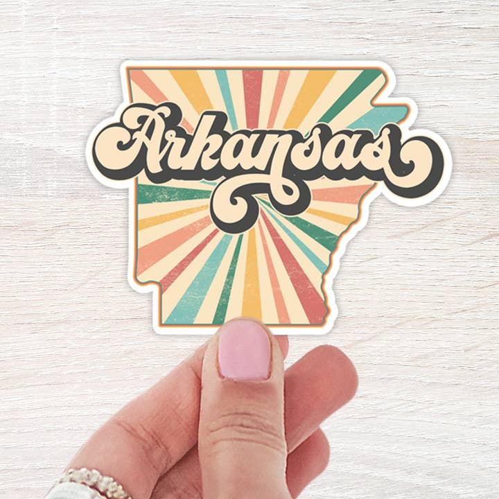 Arkansas State Retro Sticker for wholesale by The Daydreamer Designz