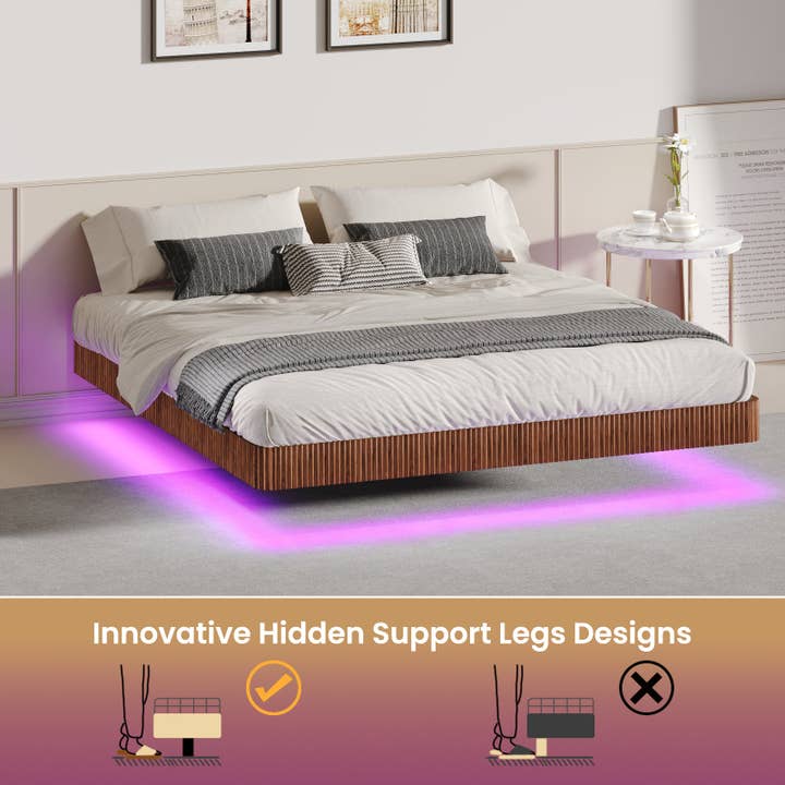 39F Inc. - Wholesale Bed - Floating Bed Frame with LED Lights 2 Sizes and 2 colors4