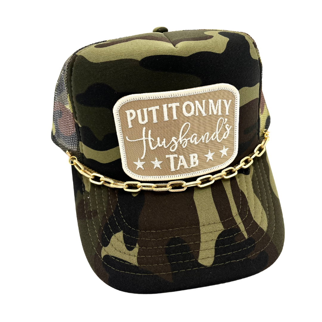 Billie Jane's Trucker Hats - Wholesale Trucker Hat - Women's - Put It On My Husband's Tab . Embroidered Patch .Trucker Hat 1