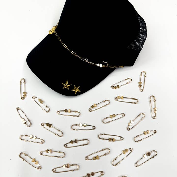 ABLNco - Wholesale Hat Accessory - Women's - gold heart pin trucker hat bling chains accessories charms