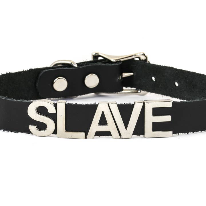 Funk Plus - Wholesale Choker/Collar - FC291 GENUINE LEATHER STAINLESS STEEL LETTER NAME FETISH CHOKER23