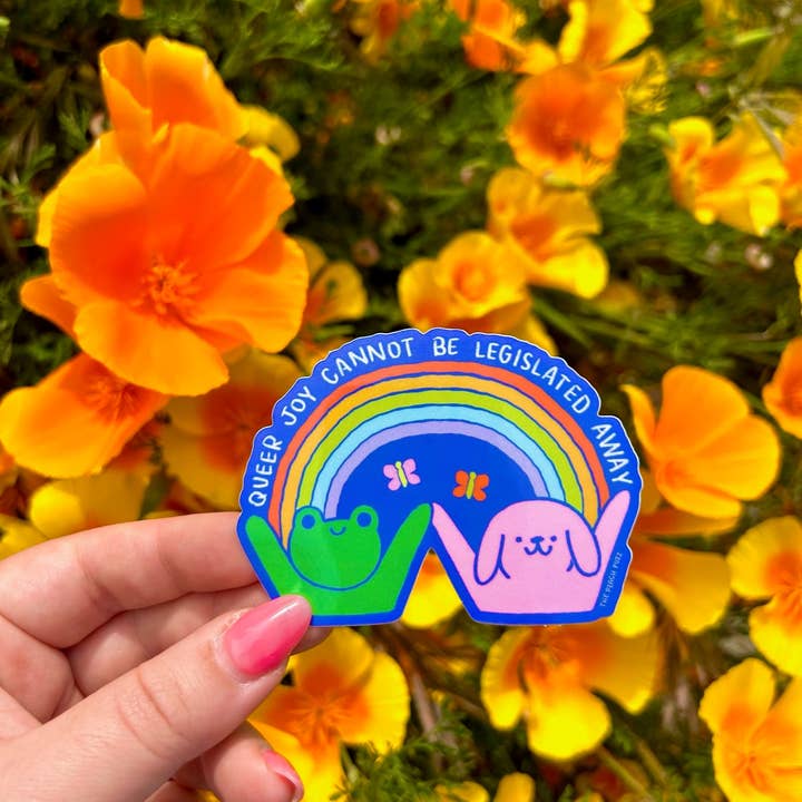 The Peach Fuzz - Wholesale Sticker - Queer Joy Cannot Be Legislated Away Sticker