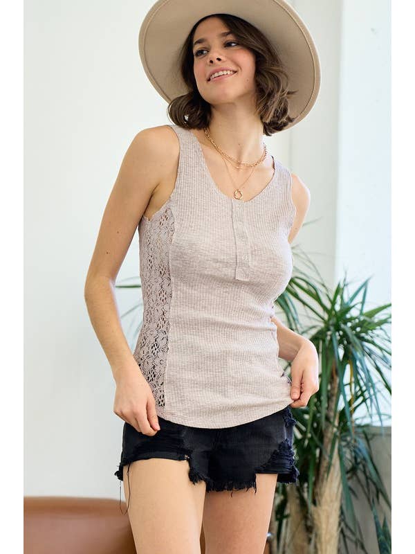 Doe and Rae - Wholesale Tank Top - Women's - Henley Tank Top - 15070T