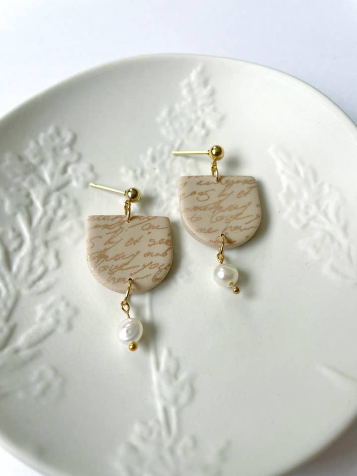 The Manuscript Drop Earrings for wholesale by Emily C Designs